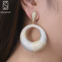 Siscathy Fashion Women Drop Dangle Earrings Trendy AAA Cubic Zirconia Pendant Earrings Engagement Party Wedding Earrings Siscathy Fashion Women Drop Dangle Earrings Trendy AAA Cubic Zirconia Pendant Earrings Engagement Party Wedding Earrings