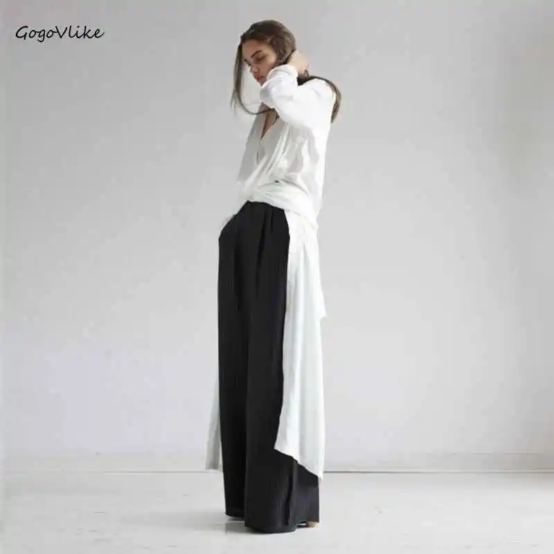 White Shirt Vestidos Floor Long Oversize Women Chic Sun-proof Shirt Dress Korean Dresses Big Size Back Slit LT185S50