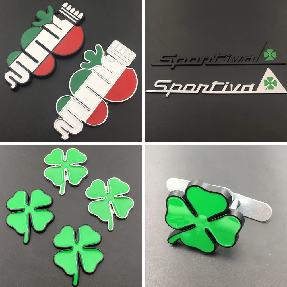 

For Clover Sportiva Front Grille Emblem Sticker for Alfa Romeo Giulia Giulietta Mito 147 154 155 156 164 159 GT Stelvio Auto