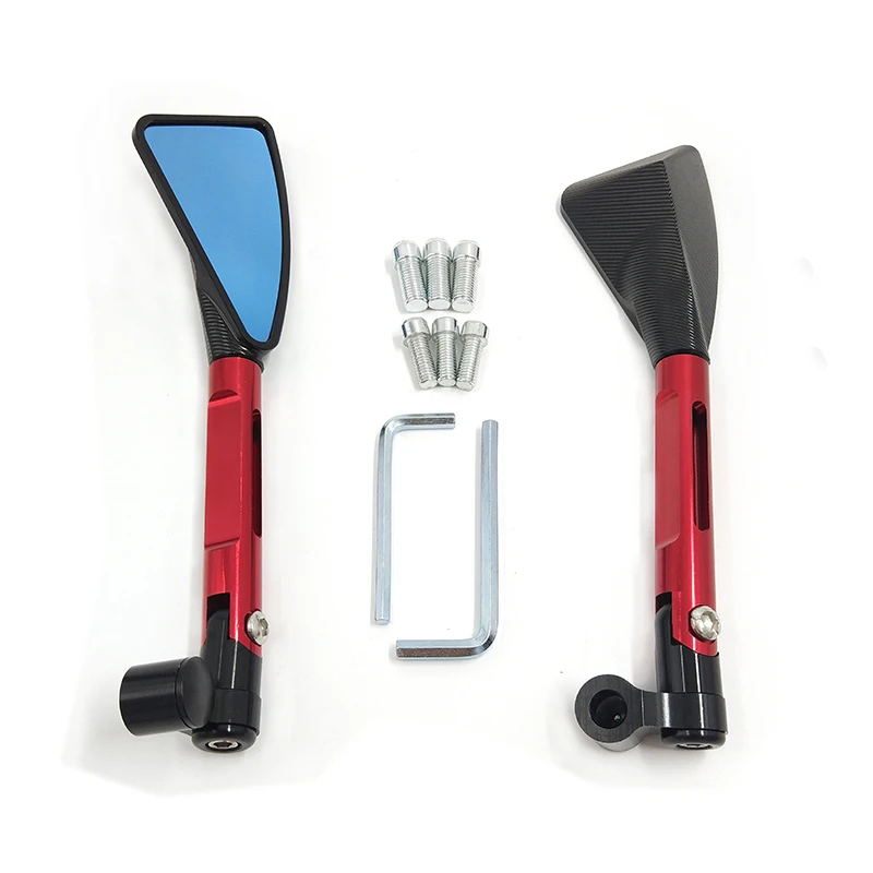 New CNC Motorcycle Rearview Side Mirrors Smoked Blue Glass Rear View Mirrors Street Sports Dirt  Scooter Bike Chopper Cruiser (112)