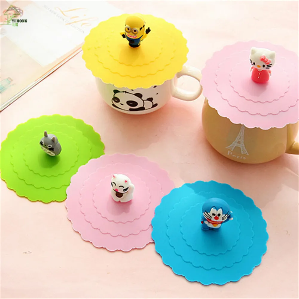

YI HONG lovely cartoon green food silicone cover cute dustproof multifunctional cup lid, hermetic vegetable cover A1438c