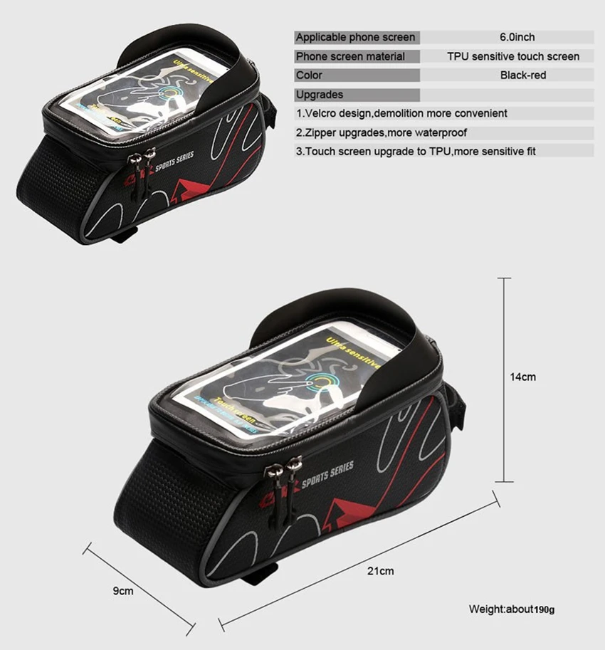 6 дюймов непромокаемые велосипедные сумки для телефона, горный велосипед, верхняя труба, рамка для сенсорного экрана, дорожные велосипедные сумки, чехол для мобильного телефона