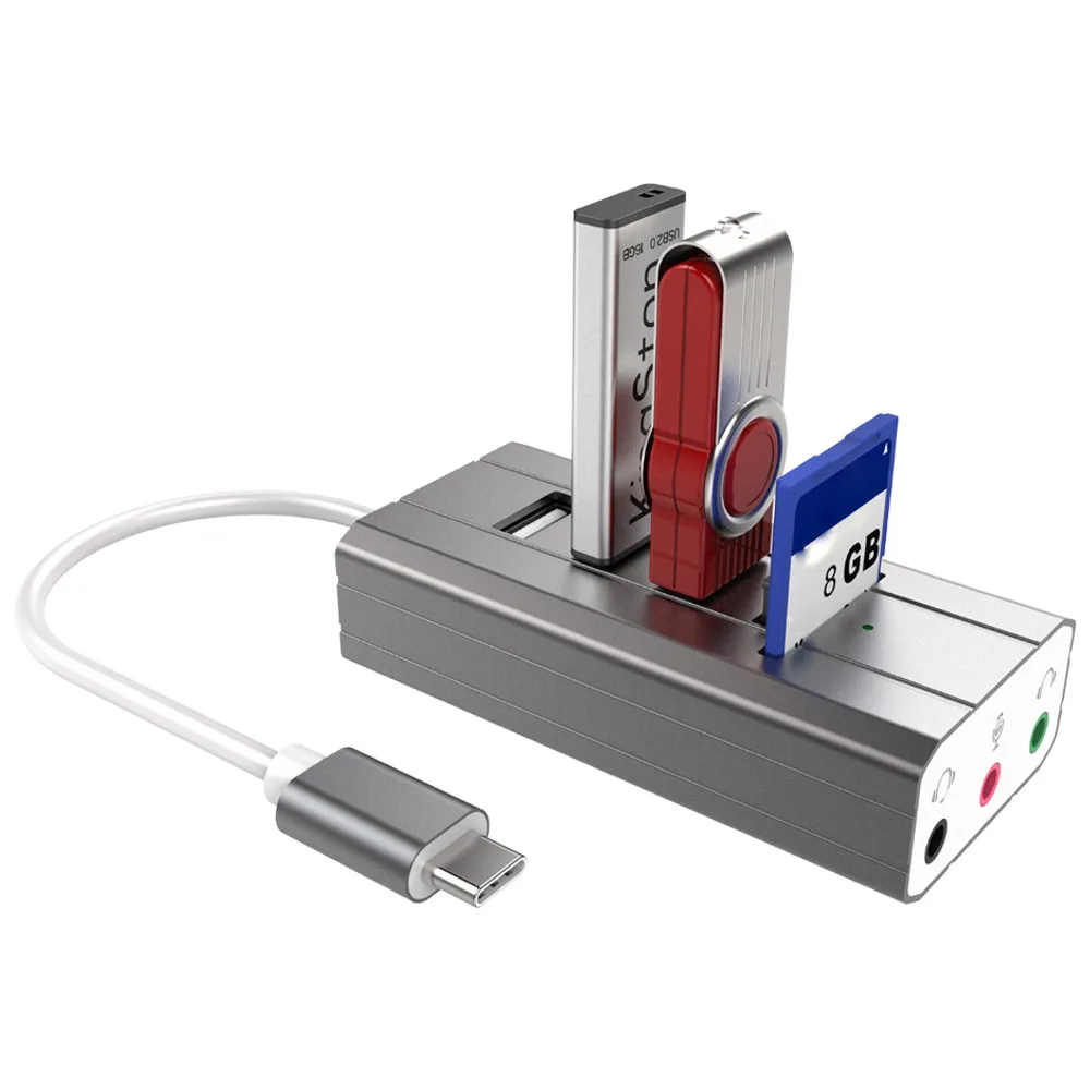 

CARPRIE TYPE-C Hub Sound Card Audio Output TYPE-C Adapter 5.1 USB Splitter + USB External Sound Card+USB Card Reade For Huawei