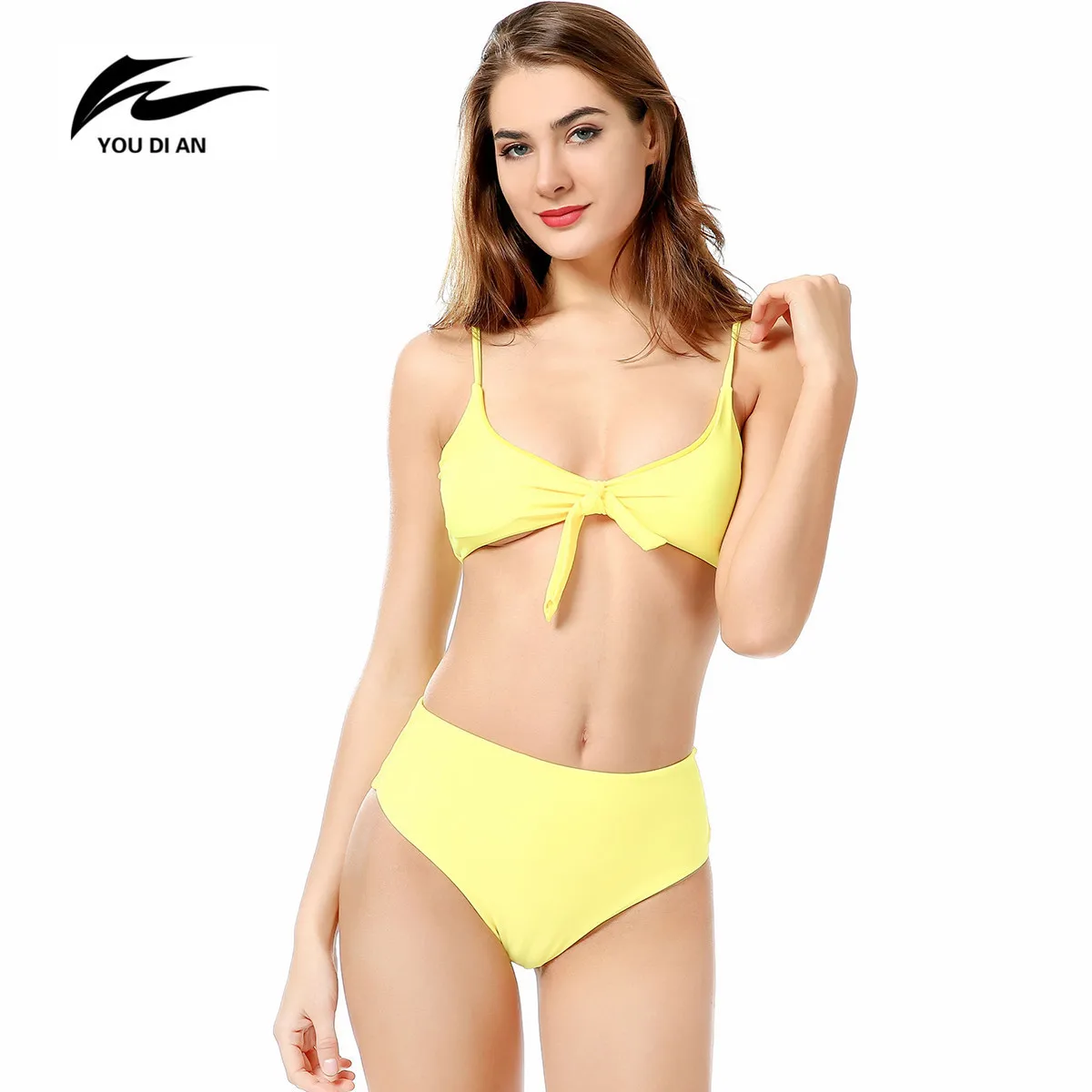 women yellow bathing suit