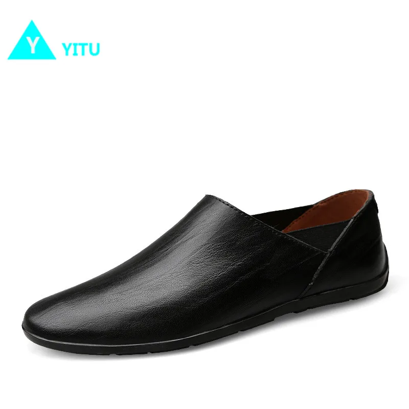 

YITU Outdoor Women Sneakers Men's Shoes Breathable Genuine Leather Sneakers For Men Big Size Anti-slip Sports Man Sneakers Black