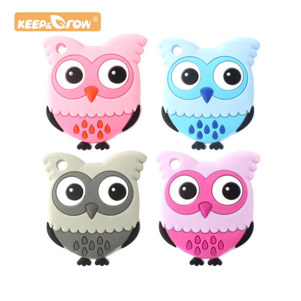 

Keep&Grow 1pc Owl Silicone Teethers Food Grade For DIY Baby Teething Necklace Silicone Beads Teething Toddler Toys