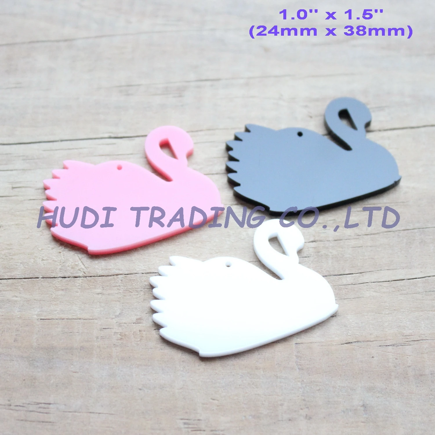 

(10pcs each) 38mm Acrylic Swan Arts Jewelry Accessories,Pink, Black ,White 1.5" -AC1282KO