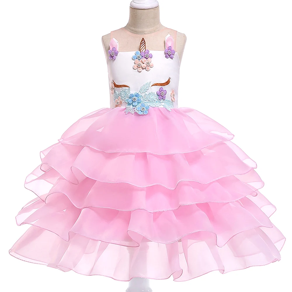 

Elegant Toddler Girls Flower Unicorn Party Dresses Baby Kids Wedding Princess Dress Ball Gown Vestidos Costume Children Clothes