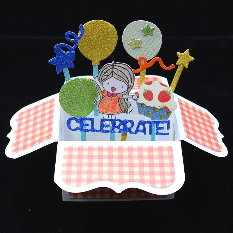 

KSCRAFT Celebrate Box Metal Cutting Dies Stencils for DIY Scrapbooking/photo album Decorative Embossing DIY Paper Cards