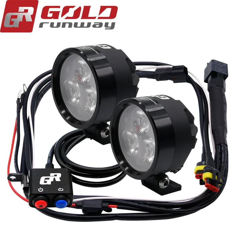 2PCS GOLDRUNWAY EXP3 12V 18W Motorcycle XP G3 LED Headlight 2400LM led DRL Fog Spot Light
