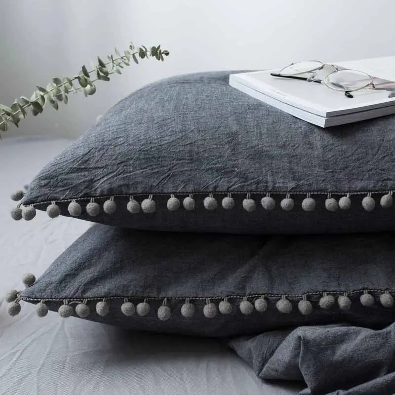 

Lannidaa 1pc 100% Cotton Pillowcase High Quality Pillow Case Pillow Cover Solid Sleeping Bed Pillowcases With Dot Ball 48x74cm