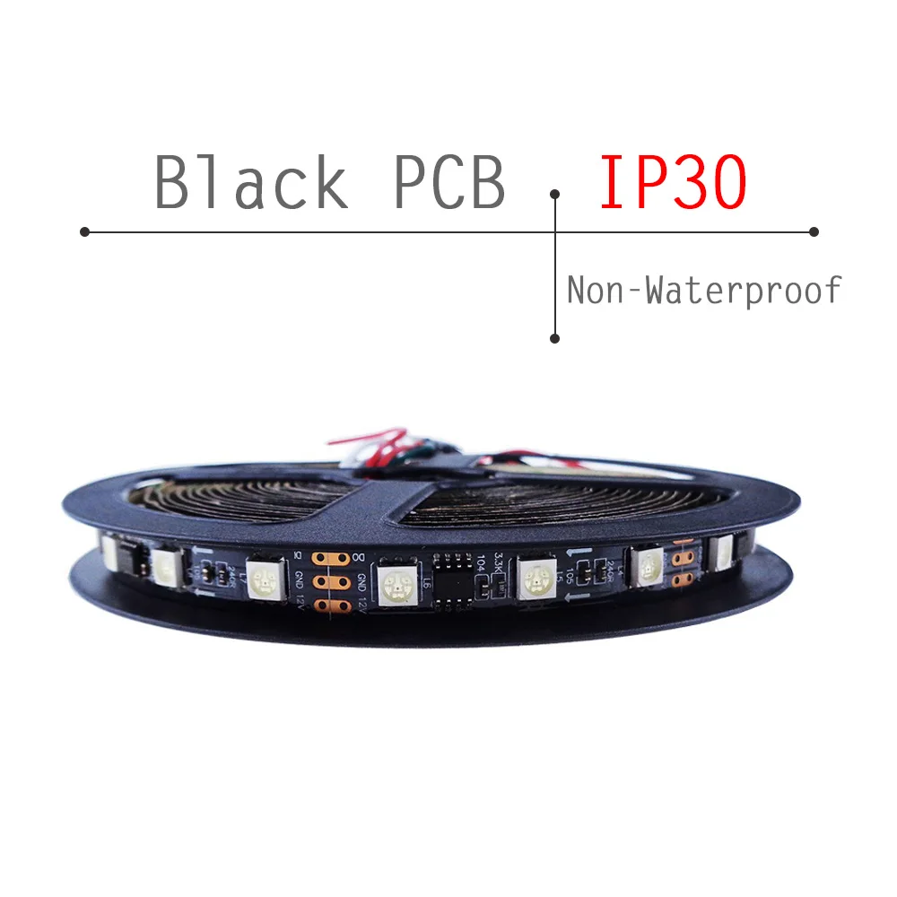 WS2811 5050 SMD СВЕТОДИОДНЫЙ прибор приемно-RGB полосы светильник 30/48/60 светодиодный s/m DC12V 5 м/лот умная ИС(интеграционная схема полный Цвет для студий фон для фотосъемки Декор JQ - Испускаемый цвет: Black PCB (IP30)