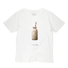 Низкая поли бутылка молока супер милый унисекс Свободная белая футболка Летняя хлопковая Футболка модная повседневная Милая футболка с коротким рукавом топы