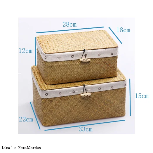 stackable 2 pieces nature seagrass trunks with liner 3