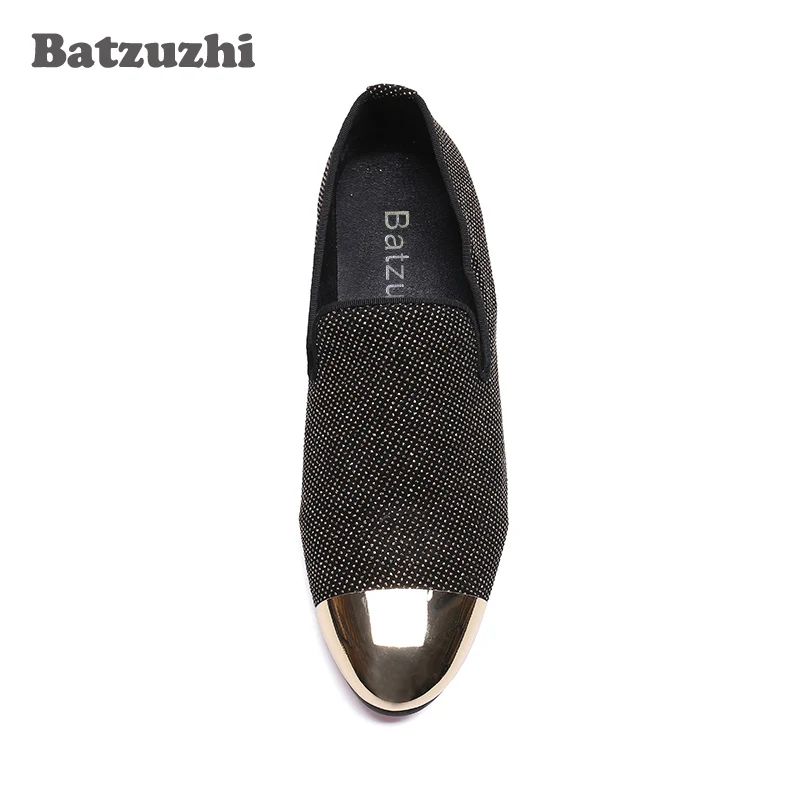 Oro Lujo Casual Mocasines Boda Y Partido Zapatos Hombres Metal 1 Cuero Cap Glitter color Crystal Negro De 2 Color Batzuzhi Hombre FqPAdwA