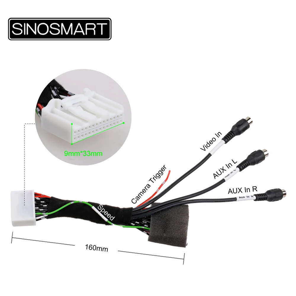 SINOSMART C28D 28 PIN Соединительный кабель для Toyota OEM Монитор Aux аудио и видео без повреждения автомобильной проводки