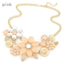 2017 New Fashionable Bright Flower Necklace Charm Rhinestone Necklace And Pendant Gift Chain Choker Bib Statement