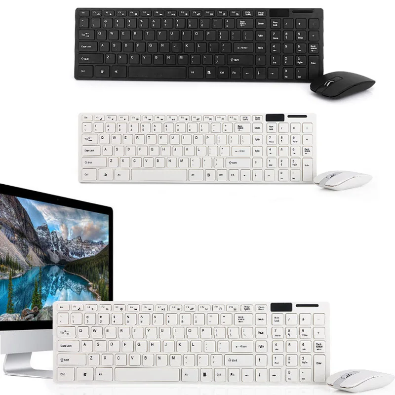 

2.4G Ultra Slim Wireless Gaming Keyboard Mouse Combo Mute Keyboard Mice Set for PC Laptop Desktop DJA99
