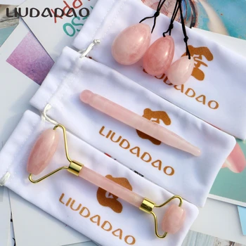 

Rose Quartz Massager Set Jade Rollers Face Lift Tools Eye Smooth Crystal Massager Health Skin Care Women Body Yoni Eggs Ball