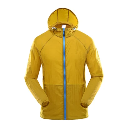 Куртки для бега, мужская кожаная одежда, светильник, тонкое спортивное пальто, солнцезащитное, дышащее, софтшелл, куртка для улицы, мужская, для бега, плащ - Цвет: Золотой
