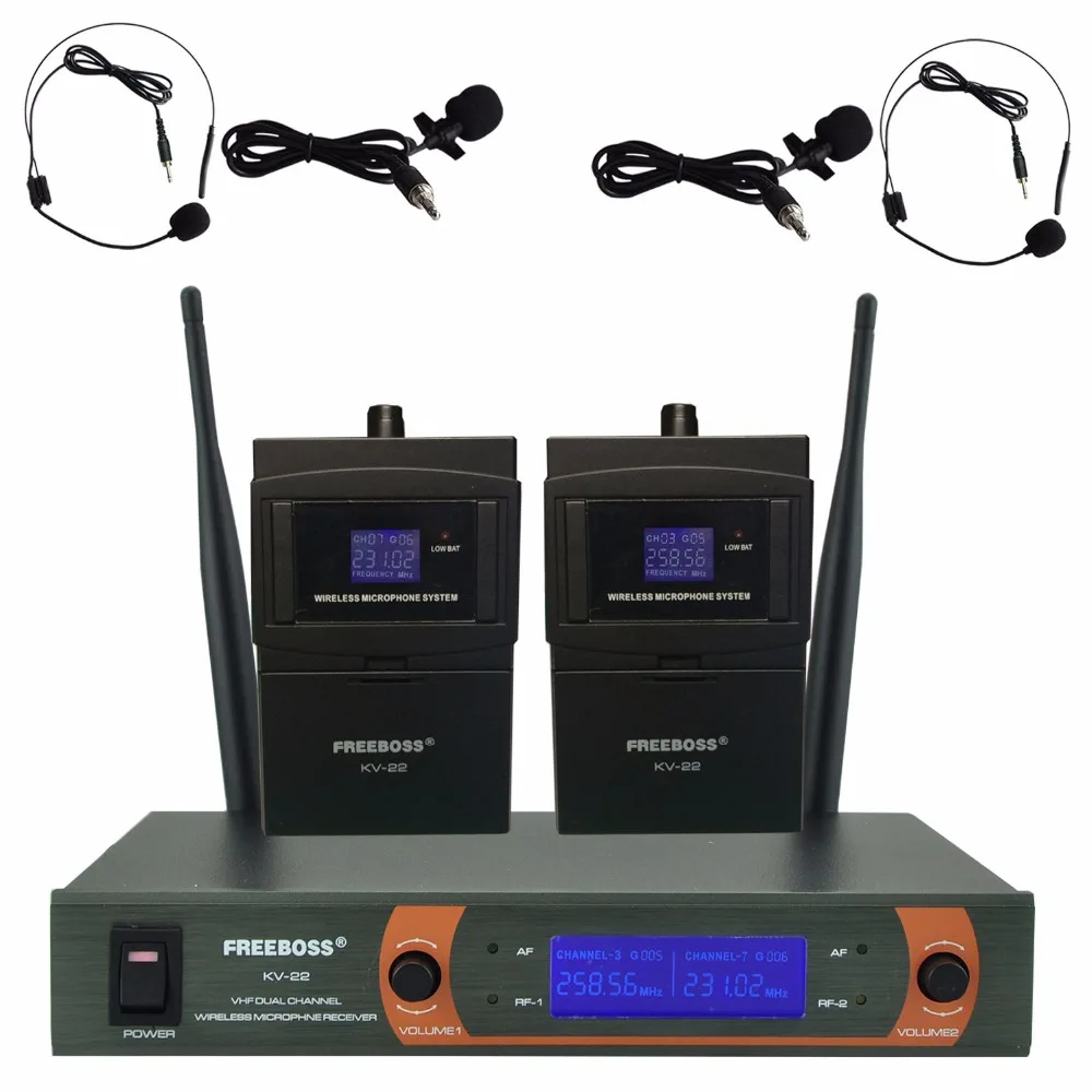 Freeboss KV-22H2 VHF 2 поясной беспроводной микрофон семейные вечерние 2 нагрудные 2 гарнитура микрофон беспроводной микрофон