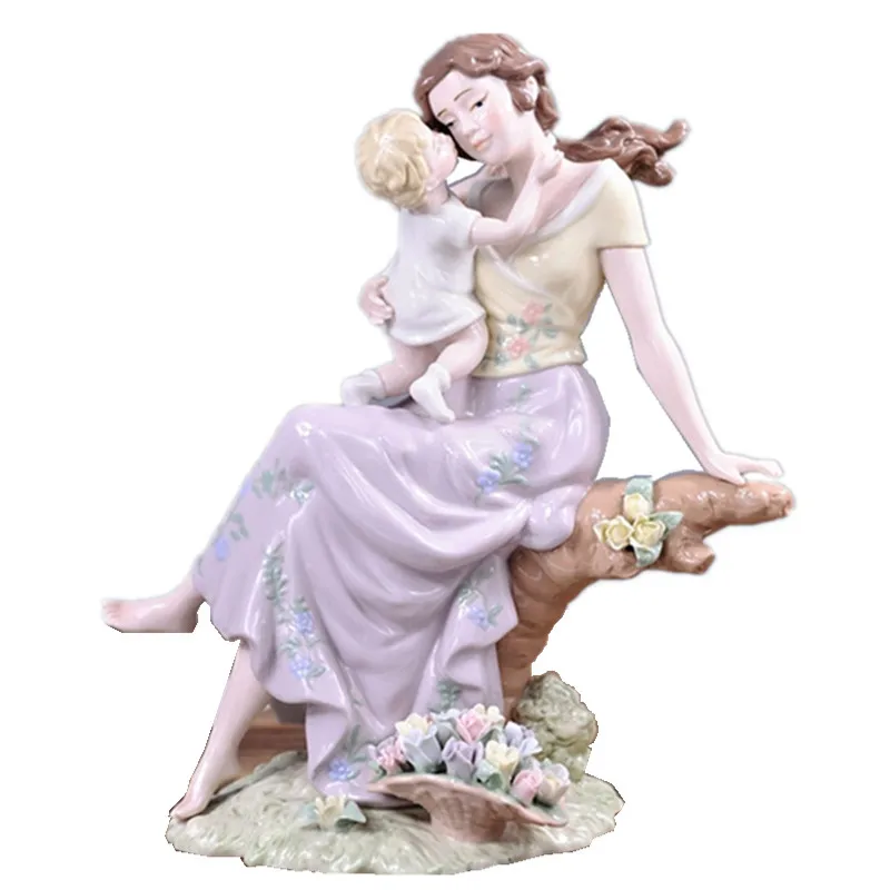 Керамика материнская любовь девушка Статуэтка женщины фарфоровая статуя красоты ремесло орнамент аксессуары для домашнего декора подарок на день матери R2190