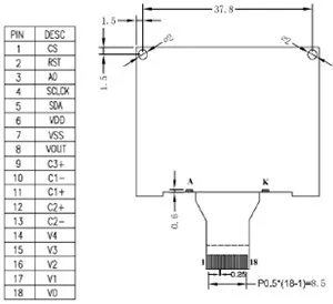 18PIN COG 12864 ЖК-экран ST7565R Привод IC 3,3 V Белая подсветка