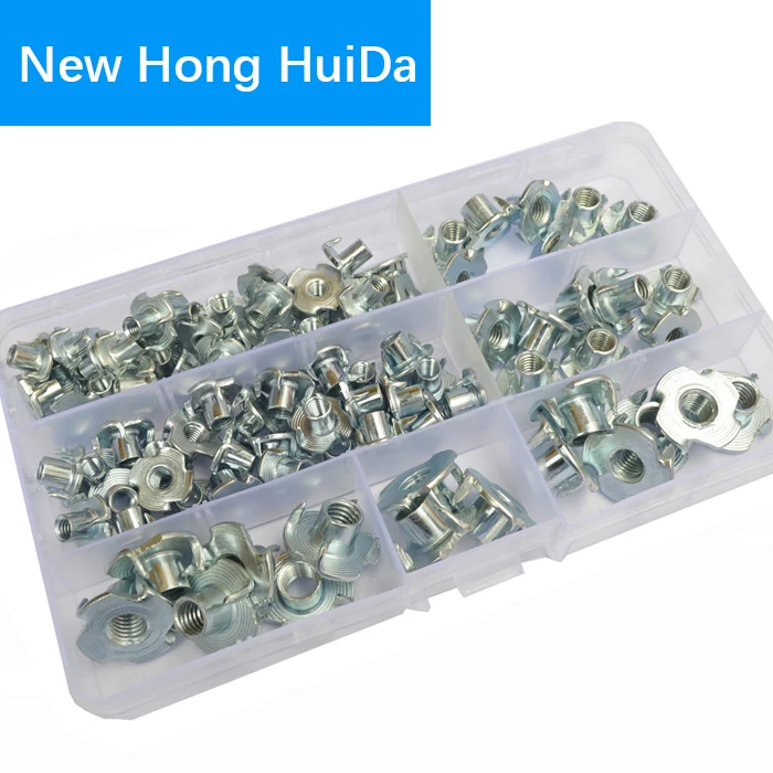 

T-Nut M4 M5 M6 M8 Steel Metric Zinc Plated Nuts 90pcs Assortment Kit