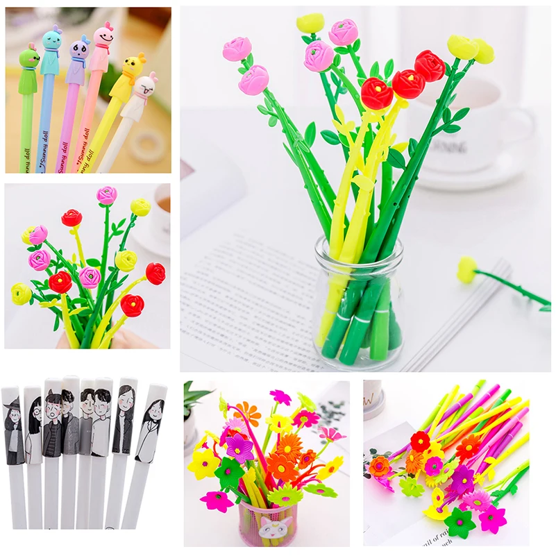 

Kawaii Flower Gel Pen Lovely Doll Girl Gift Novelty Stationary School Office Supply Material Item Accessory Stationery Bts Goods