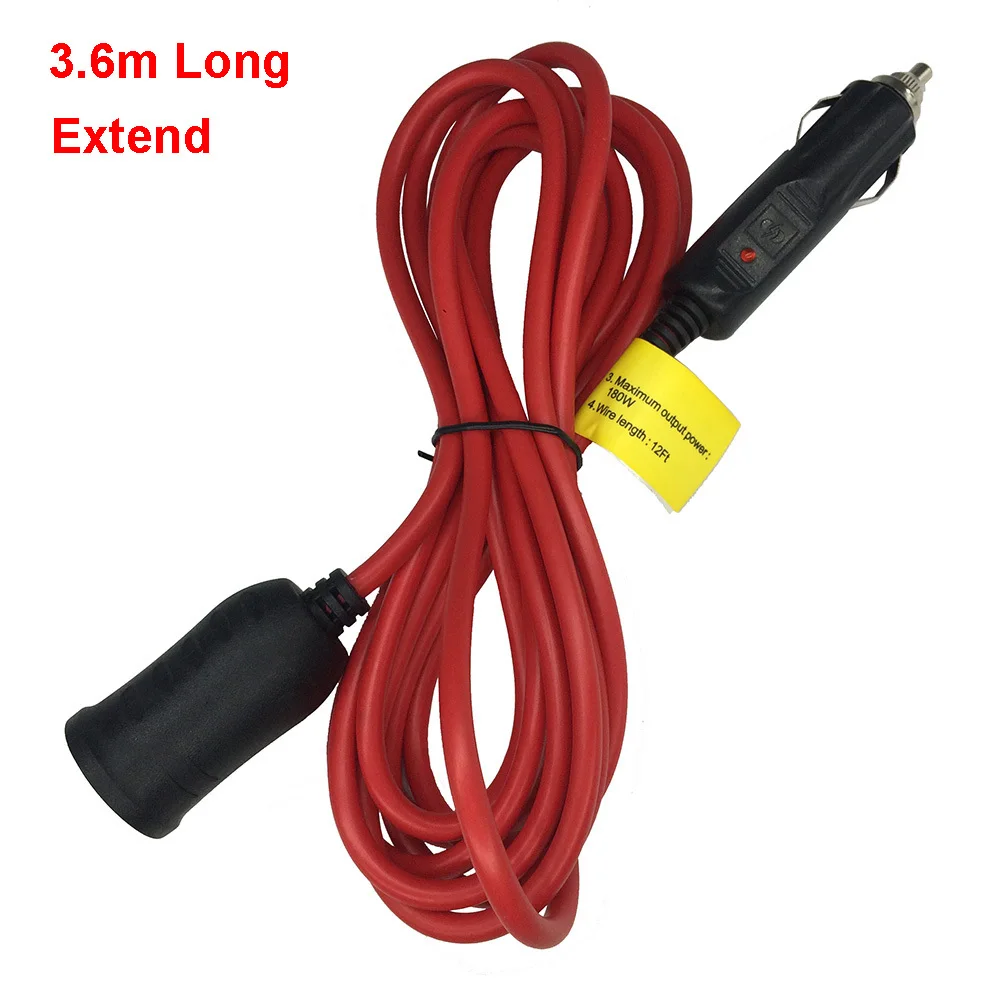 

3.6m long 12V/24V Car Cigarette Lighter Socket Plug Extension Extend Cable Copper Wire Cord Wire adapter Power Supply Heavy Duty