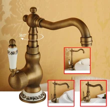 Waschbecken Wasserhahn Antike Bronze 360 Grad Drehen Becken Wasserhahn Wasserhahn Einzigen Handgriff Kalt-und Warmwasser