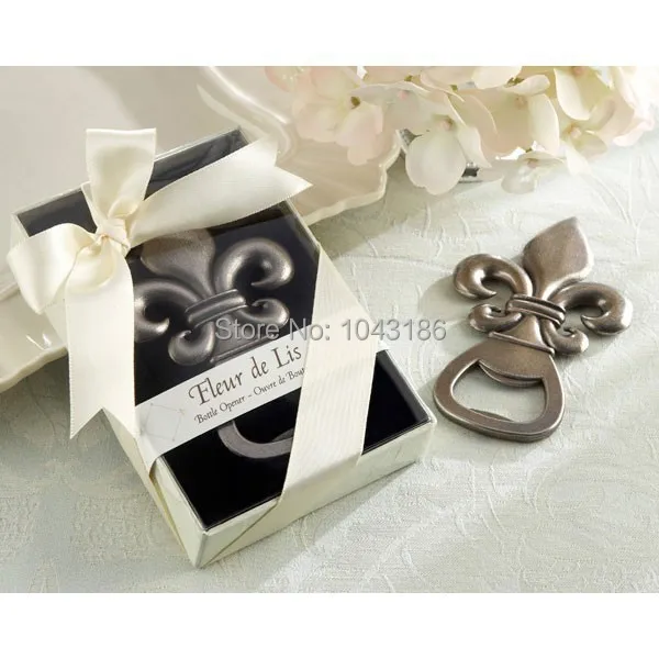 

Wedding giveaways for guest Exquisite France Fleur de Lis Pewter-Finish Bottle Opener Gift Set, Party Decoration 100pcs/lot
