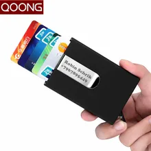 QOONG Travel Card Wallet Automatic Pop Up ID Credit Card Holder Men Women Business Card Case Stainless Steel Metal Clip 1-005