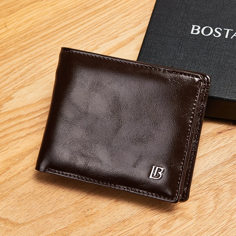 Bostanten الرجال حقيقية محفظة جلدية قصيرة محافظ Bifold الأعمال محفظة مع صندوق رجل العلامة التجارية محفظة جلدية المحافظ جيوب