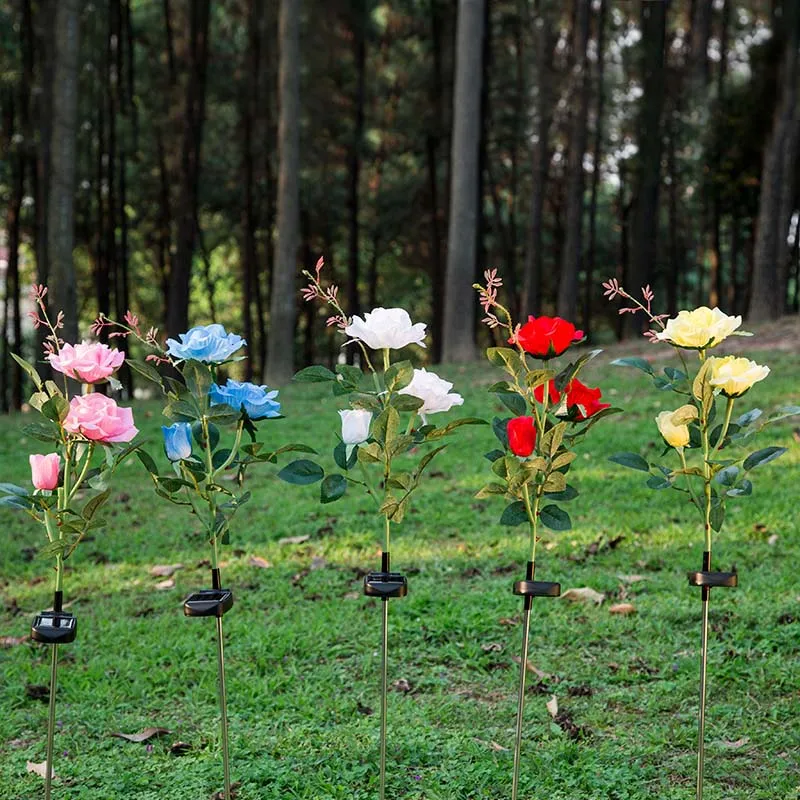 

Novel Solar Power Rose Flower Garden Stake Landscape Lamp Outdoor Yard 3 LEDs Lights Shipping