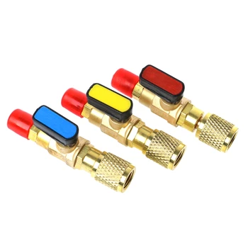 

1/4" Male to 1/4" Female SAE Straight Ball Valve AC Charging For R22 Refrigerant -C