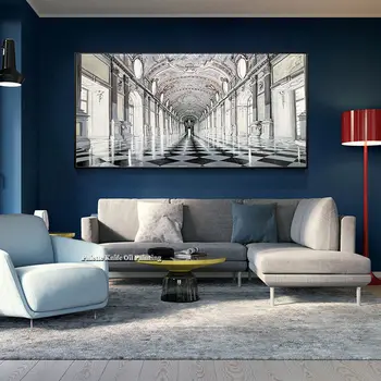 

Canvas painting cuadros decoracion acrylic black while building oil painting Wall art Pictures for living room quadro wall decor