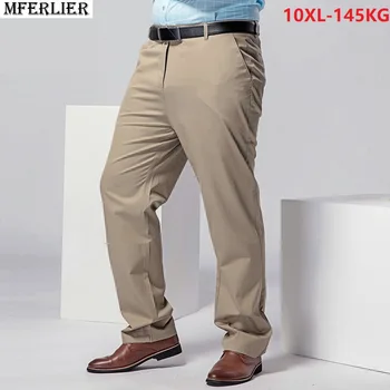 

summer spring men formal pants office 10XL Straight Trousers cotton large size 7XL 8XL 9XL Khaki stretch 50 52 Elasticity pants