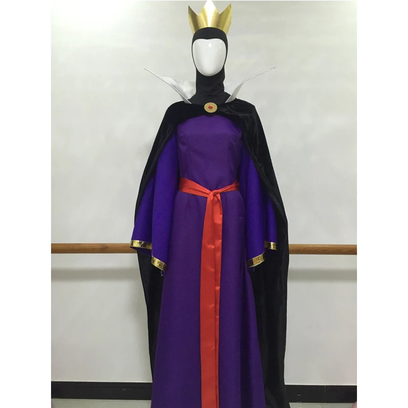 

Snow White Evil Queen Stepmother Cosplay Costume Dress Belt Cape Crown Halloween Carnival Party Costume Full Set Custom