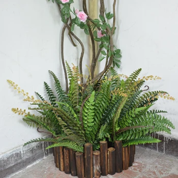 

Natural anticorrosive solid wood fence artificial flowers green plants enclosure home balcony shop hotel decoration