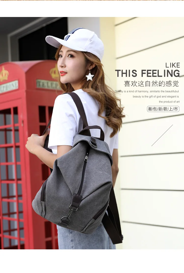 Qinranguio mulheres mochila moda lona grande capacidade