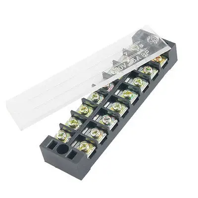 

25A 600V 8 Position Clear Covered Screw Terminal Barrier Block