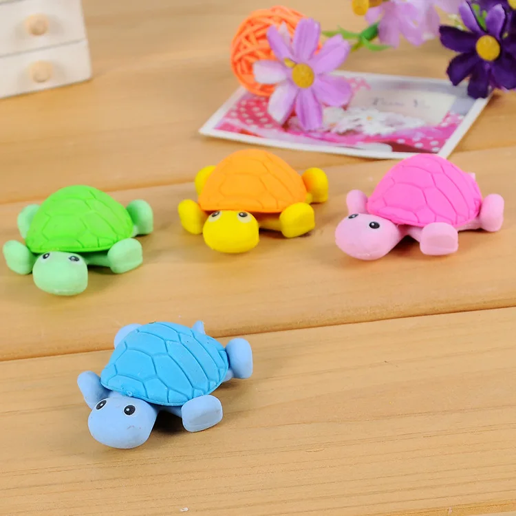 Set of 4pcs Turtle Erasers Animal fun Supply kit Pencil Eraser School
