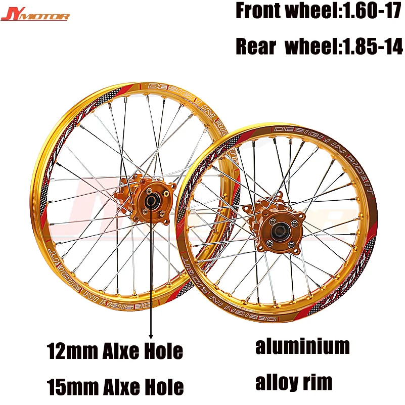 Спереди 1,60-17 и сзади 1,85-14 дюймов комплект сплав обода колеса с ЧПУ центр подходит для Кайо HR-160cc TY150CC Грязь велосипед ямы