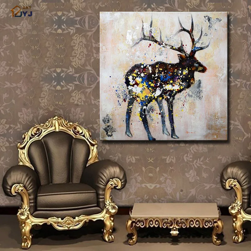 

Direct from Artist the Elk 100% Handpainted Modern Abstract Oil Painting Canvas Wall Art Picture Home Decor Gift No Frame SL004