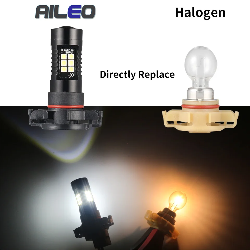 LED Lights Bulbs AILEO Super Canbus Erro Free 5202 PS24W PSY24W PS19W H16 LED EU Motorcycle Turn Signal Lights Led Driving Lights Accessories