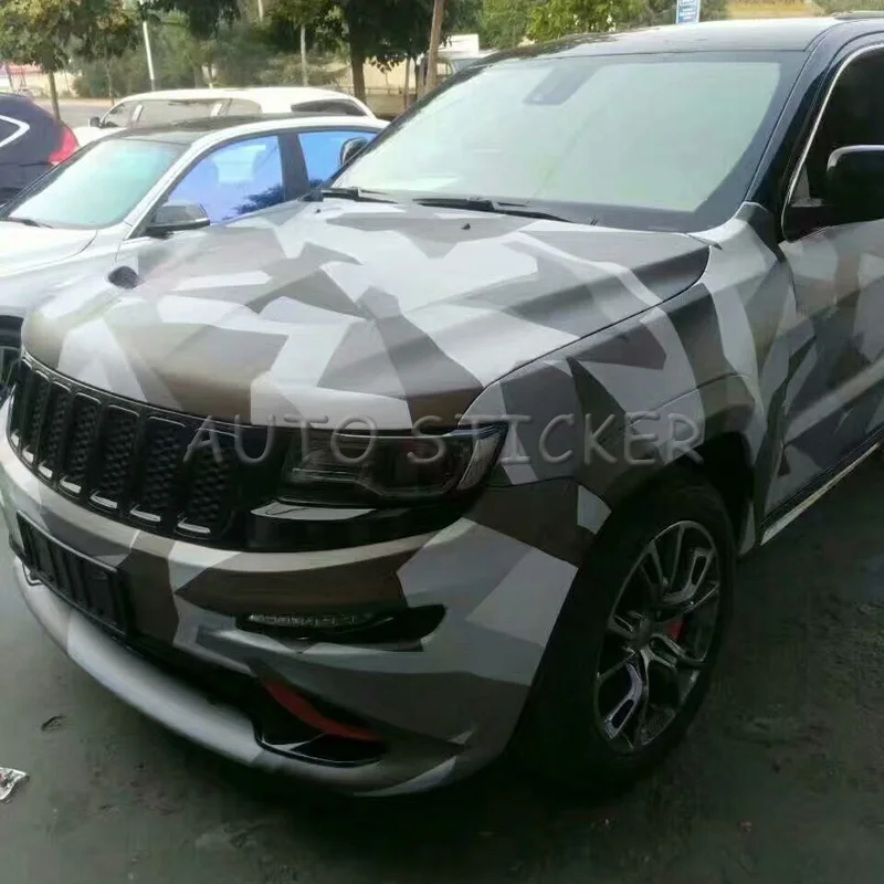 5/10/15/20/25/30m*1.52m Irregular Pattern Black Gray Camouflage Vinyl