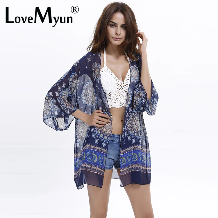 New Arrivals 2019 Women Blouses Plus Sizes Floral Cardigan Women Tops Chiffon Batwing Blouse Kimono Cardigan Chemise Femme XXXL