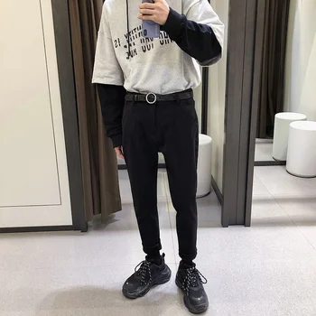 

2018Winter New Fashion Casual Men's Jeans Plus Velvet Slim Feet Pants Thickening Personality Simple Trousers Youth Micro-elastic