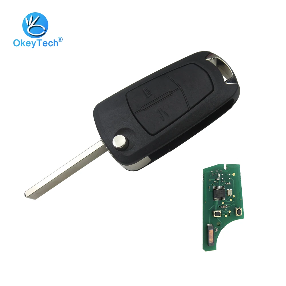 OkeyTech for OPEL Remote Key 2 Button PCF7941 Chip 433MHZ Flip Fold Control for Vauxhall Opel Astra H 2004-2009 Zafira B 2005